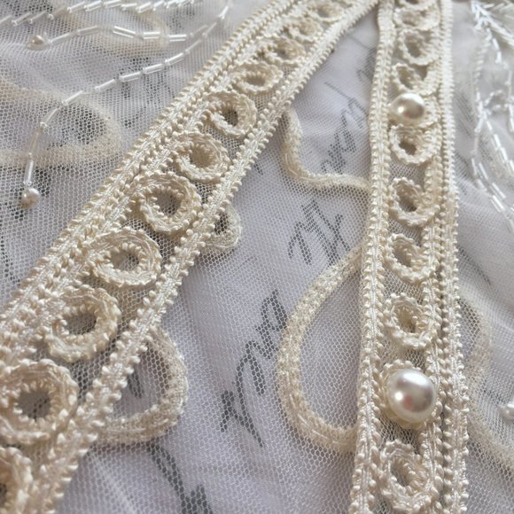 Ladies Lace Beaded Jacket Ivory L/XL Unique Int'l - Picture 11 of 14